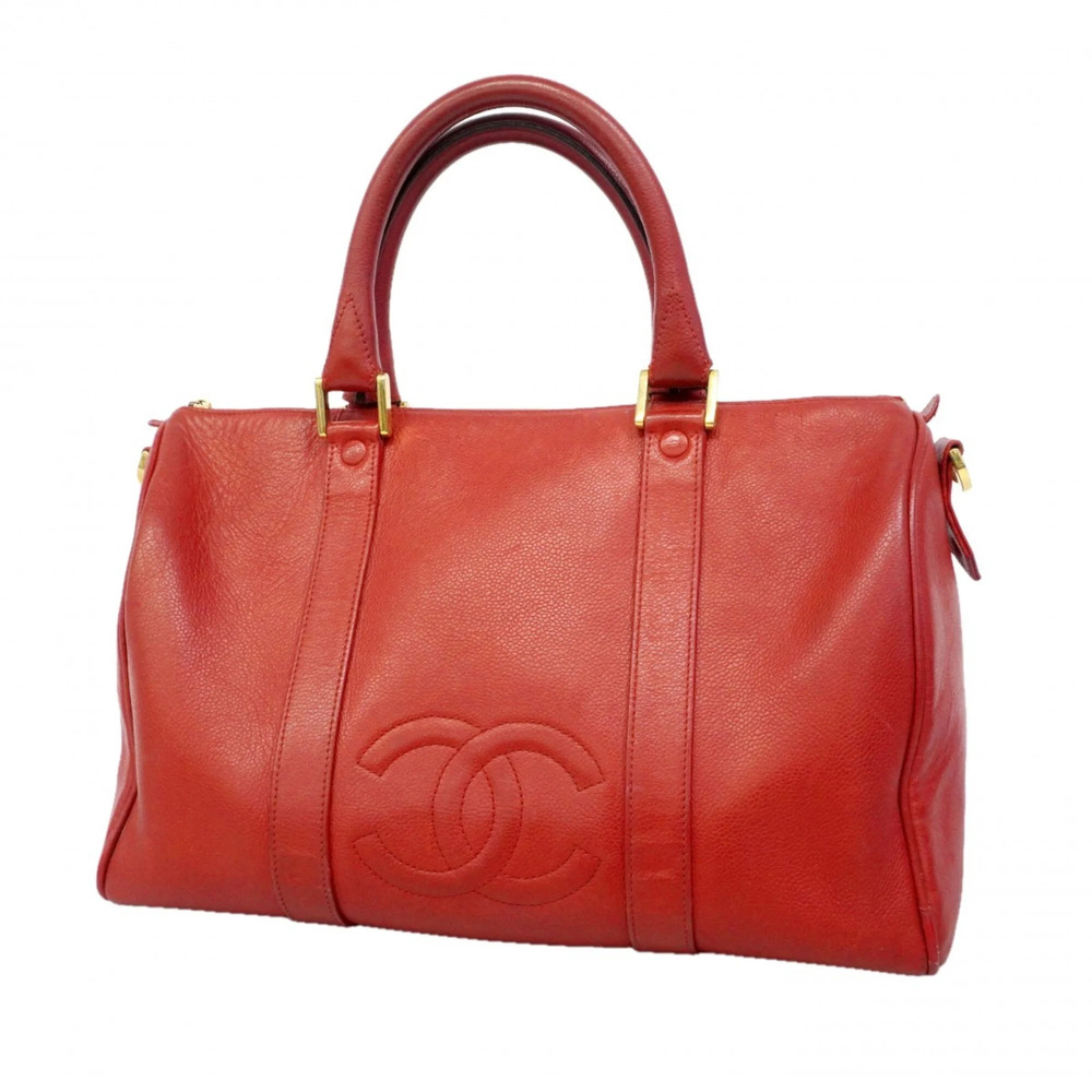 CHANEL Red Caviar Leather Bag